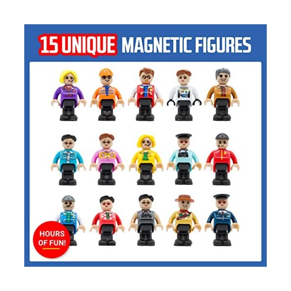 Playmags Figurines magnétiques - Ensemble de 15 Figurines - Play People Parfait pour Les tuiles magnétiques - Jouets dappren