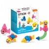 Stick-O Baby Shark Family Blocs de Construction magnétiques Jouet empilable et trieur pour Enfants préscolaires