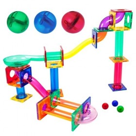 PicassoTiles Marble Run Ensemble de Jeu de 50 pièces pour Piste de Course à Carreaux magnétiques | Construction et Apprentiss