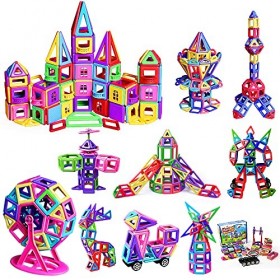 Lot de 146 blocs de construction magnétiques, blocs magnétiques 3D, jouets pour filles et garçons, kit de construction éducat