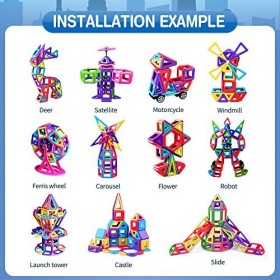 Lot de 146 blocs de construction magnétiques, blocs magnétiques 3D, jouets pour filles et garçons, kit de construction éducat