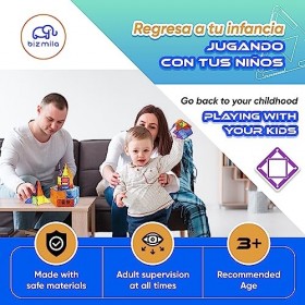 BIZMILA - Constructions magnétiques pour enfants - Kit de blocs de construction magnétiques - 70 pièces - Développer des comp