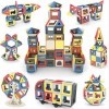 AOMIKS Magnet Building Tiles 173 Pcs 3D Mini Blocs Magnétiques Empilables Enfants Apprentissage STEM Jouets pour Filles et Ga