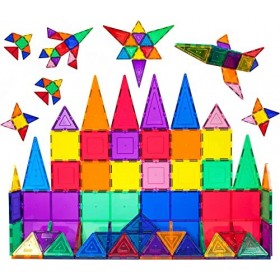 PicassoTiles Lot de 60 dalles de construction magnétiques transparentes 3D - Créativité au-delà de limagination, inspiration