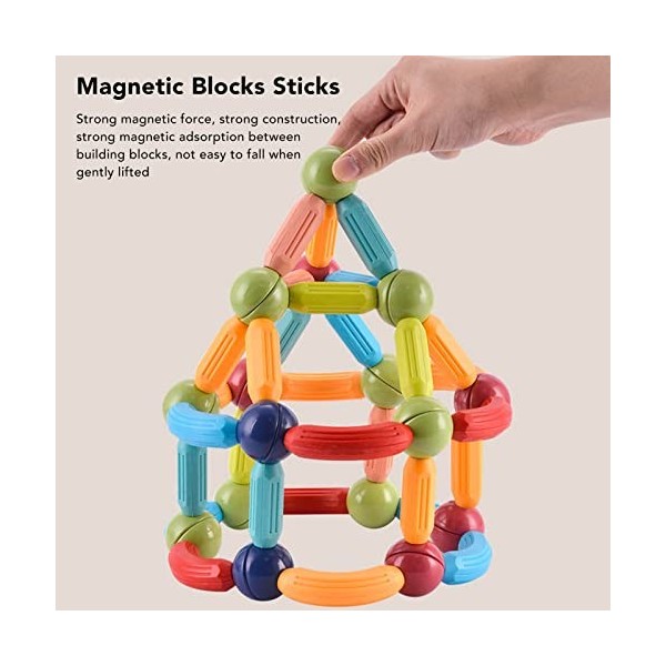 Hztyyier Ensemble de Tiges de Billes MagnéTiques, Ensemble de Construction MagnéTique Jouets Montessori STEM Jouets Empilable