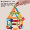 Hztyyier Ensemble de Tiges de Billes MagnéTiques, Ensemble de Construction MagnéTique Jouets Montessori STEM Jouets Empilable