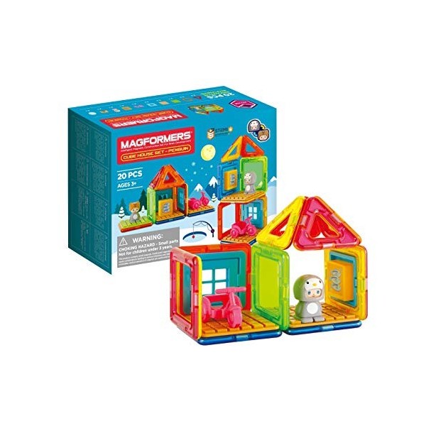 Magformers Cube House Penguin 20-Piece Magnetic Construction Toy. STEM Set with Magnetic Tiles and Accessories. Makes Differe