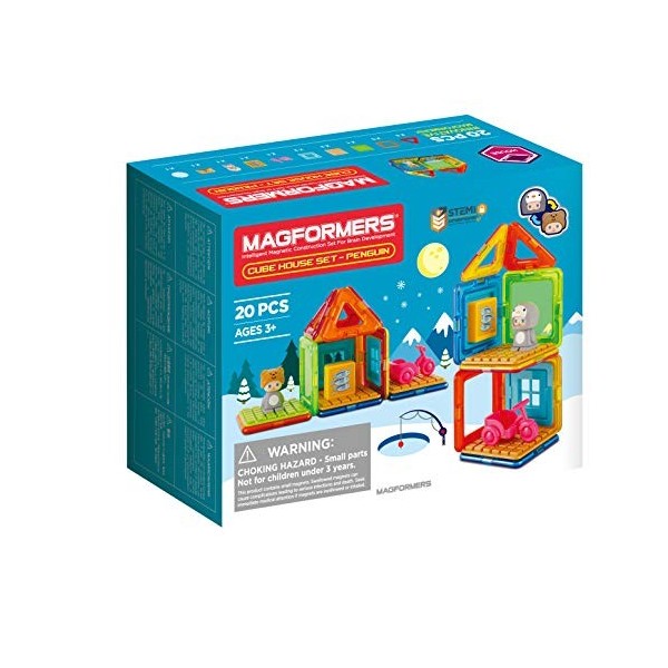 Magformers Cube House Penguin 20-Piece Magnetic Construction Toy. STEM Set with Magnetic Tiles and Accessories. Makes Differe