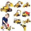 ThinkGizmos TG903 Set de Jeux de Construction à Monter 7 en 1 pour Garçon et Fille – Véhicules de Chantier avec Lumière et So