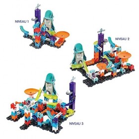 VTech - Marble Rush, Circuit à Billes Électronique Space Magnetic Mission Set XL300E, Jeu de Construction Magnétique, 120 Piè