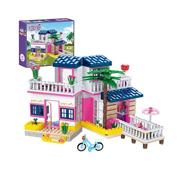 Friends Sets de Jeux de Construction de Maison Jouets de Construction de Villa de Vacances pour Enfants avec Avion à Hélice e