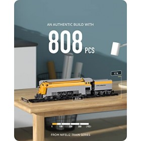 Nifeliz Train à Vapeur Vintage, CO490 Technical Locomotive avec Rails Sets de Jeux de Construction, Cadeau pour Adultes et En