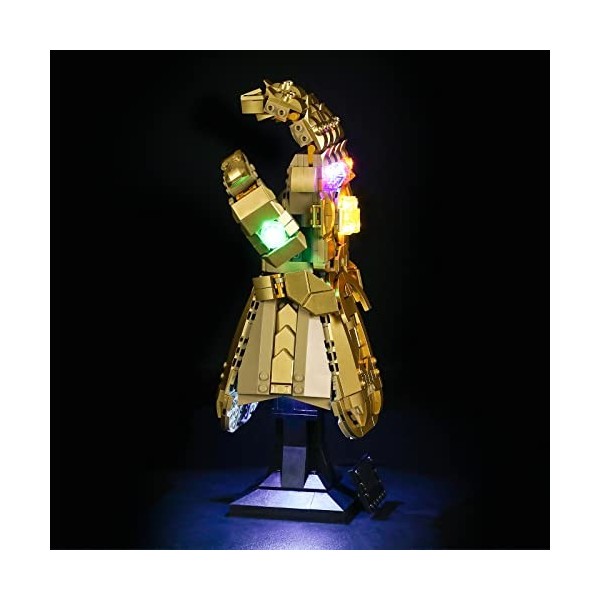 Lumière LED pour Lego 76191 Marvel Infinity Gauntlet Set Collectible Thanos Glove with Infinity Stones Building Light Kit Gif