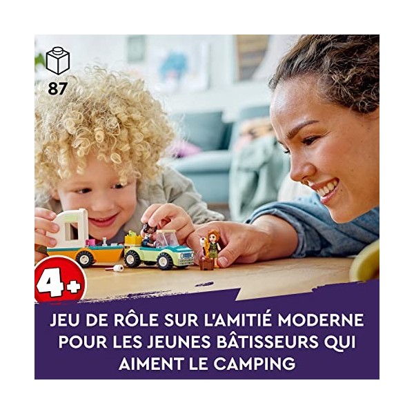 LEGO 41726 Friends Les Vacances en Caravane, Jouet Camping-Car avec Voiture, Filles et Garçons 4 Ans, Aventure en Forêt, Pers