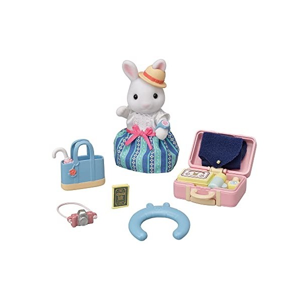 Calico Critters Snow Rabbit Kit de voyage pour le week-end des mères, maison de poupée avec figurine et accessoires