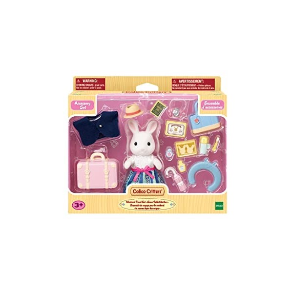 Calico Critters Snow Rabbit Kit de voyage pour le week-end des mères, maison de poupée avec figurine et accessoires