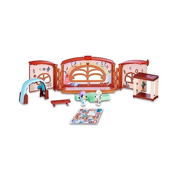 Bluey - School Playset, Collège de la Série de Dessin Animé Enfant, 2 Figurines Chloé, playset Transformable de 9 Pièces Acce