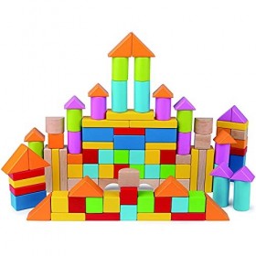 Hape Jouet en Bois Construction Enfant 12 mois et plus - Blocs de Construction Multicolore - Jouet Éveil Fille et Garçon - Ba