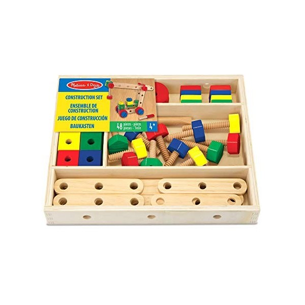 Melissa & Doug Coffret Construction Bois, 48 pièces, Jouets de développement, Jouet Montessori, Loisirs créatifs, Jeu de cons