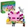 LEGO 21247 Minecraft La Maison Axolotl, Base Aquatique à Construire avec Plongeur Explorateur, Zombie, Dauphin et Poisson, Jo