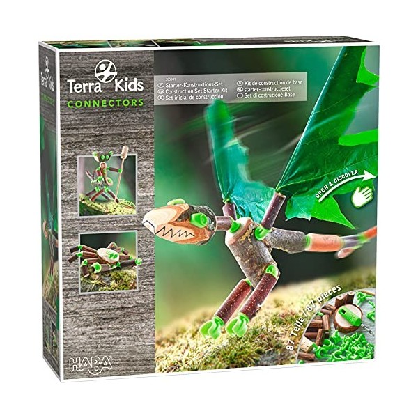 Haba 305341 Terra Kids Connectors – Construction Set Starter Kit- 87 Piece Set with Plastic Connectors, Cork & Hand Drill - A
