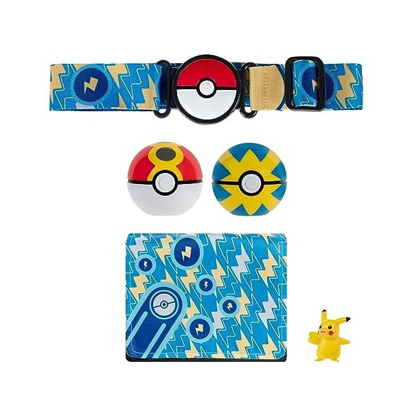 Pokemon- Clip N GO Bandolier – Comprend Une Figurine de Combat Pikachu de 5,1 cm Rapide et Accessoires de Balle répétitive,