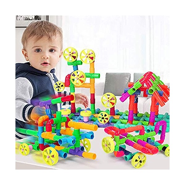 Enfants Jeux de Construction 62/100pcs Blocs de Construction de Tuyaux Plastique DIY Jouets Empilables Jeu Educatif Puzzle 3D