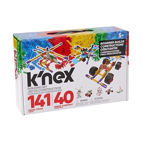 Knex 15210 Beginner 40 Model Building Set, Educational Toys for Boys and Girls, 141 Piece Beginners Learning Kit, Engineerin