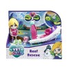 Vet Squad Reef Rescue-Emily & Boat Figurine vétérinaire articulée 7,6 cm avec véhicule, Animal de Compagnie et Accessoires