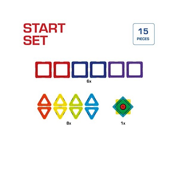 GeoSmart - pour débuter - Start Set - Boite 15 Pièces de Formes et Couleurs différentes, Inclus Une pièce rotative - Jouet de