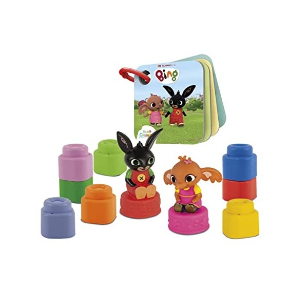 Clementoni Playset Clemmy-Briques Personnages Bing et Livre-Set Constructions Souples Enfants 18 Mois-Made in Italy, Multicol