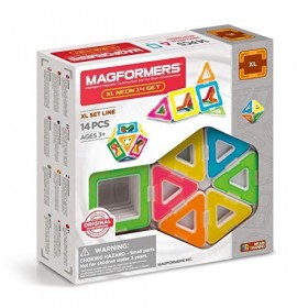 Magformers XL Neon 14-Piece Magnetic Construction Set Kit, 706005, Multicolore