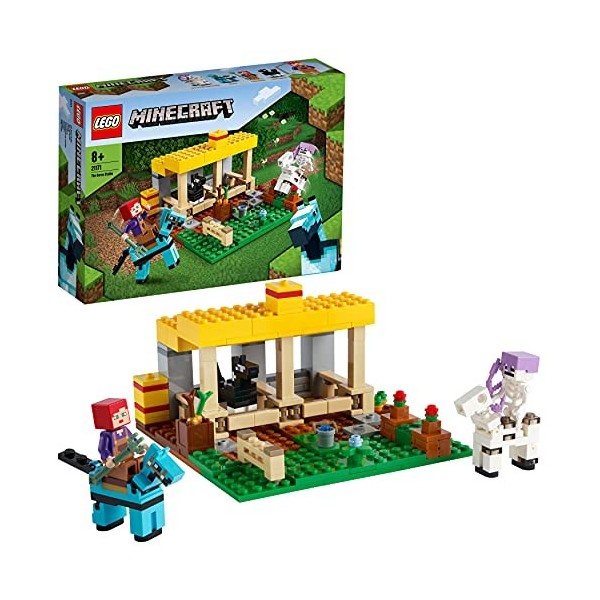 LEGO 21171 Minecraft L’écurie Jouet Ferme avec Figurine Cavalier Squelette, Jouet Filles et Garçons