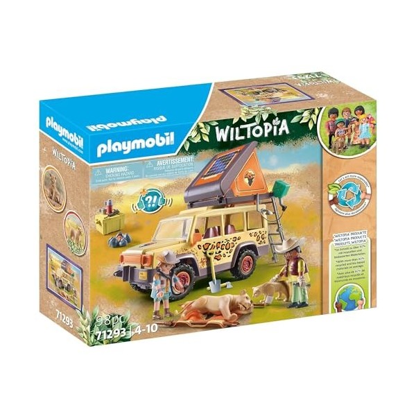 PLAYMOBIL 71293 Explorateurs avec véhicule tout terrain, découverte des animaux de la savane, univers Wiltopia avec plus de 8