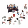 Wrestler Ring Authentic Action Figure Playset pour Enfants et Collectionneurs, Arène de 14 Pouces de Large, Entièrement charg