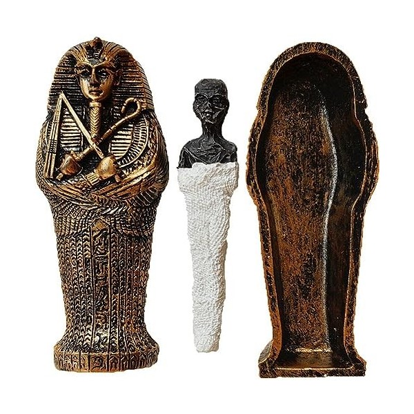 Fituenly Pharaon égyptien Reine Momie Cercueil Khufu Pyramide Accessoire Magique Sort sacrificiel résine Ornement Statue Four