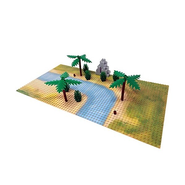 Modbrix Set Jungle : briques de construction avec plaques de base imprimées et 4 figurines de dinosaures