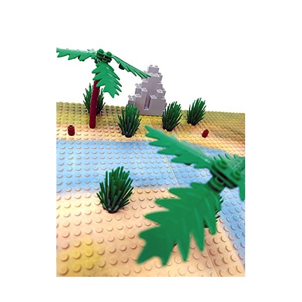 Modbrix Set Jungle : briques de construction avec plaques de base imprimées et 4 figurines de dinosaures