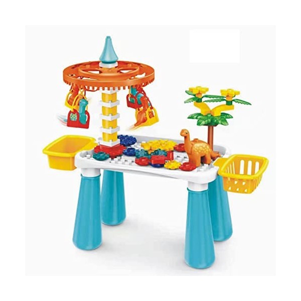 ToyPro Table de construction en blocs de construction pour enfants avec jouet dinosaure | Ensemble de briques compatibles ave