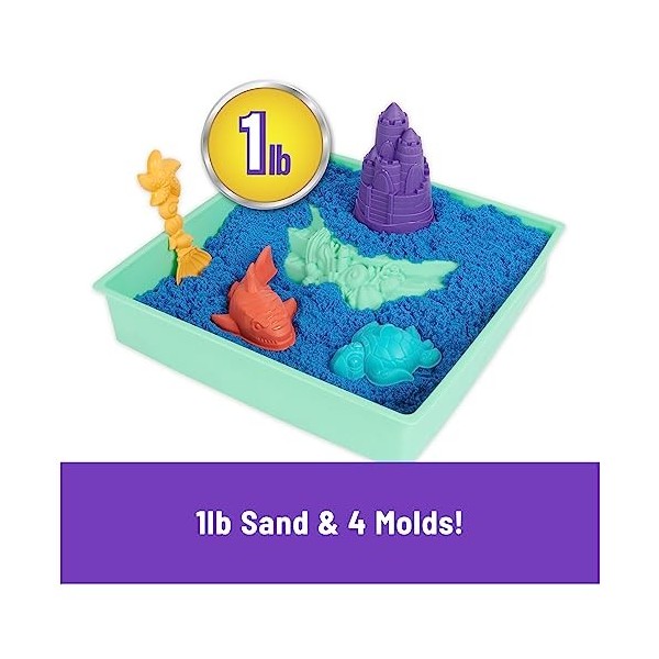 Kinetic Sand Set Bleu-avec 454 g cinétique Magique Original de Suède, 1 bac moules, 1 Pelle pour Jeu de Sable dintérieur cré