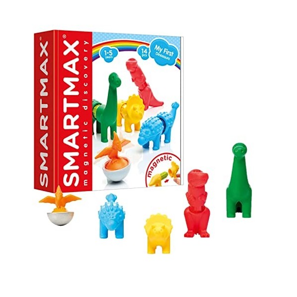 SMARTMAX - Mes Premiers Dinosaures - My First Dinosaurs - Assemblez Tous Les Dinosaures - Jeu de Construction Magnétique - 6 