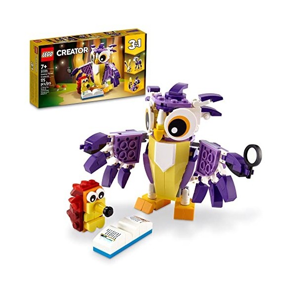 LEGO Creator 3in1 Fantasy Forest Creatures 31125 Building Kit Featuring an Owl, Rabbit and Squirrel. Animal Toys for Kids Age