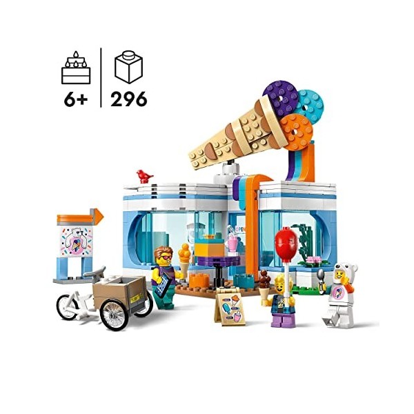 LEGO 60363 City La Boutique du Glacier, Jouet pour Enfants Dès 6 Ans avec Vélo Cargo et 3 Minifigurines, Cadeau danniversair