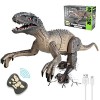 Kizmyee Jouet de Dinosaure, Dinosaure Télécommandé pour Enfants Velociraptor Réaliste avec Marche, Rugissement, Yeux Brillant