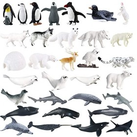 Figurine Animaux Jouet 32 PièCes Figurines DAnimaux Miniature Marins Polaire De La Banquise Arctiques RéAlistes Plastique Ré