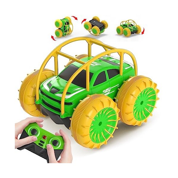 MaxTronic Chargement Direct Voiture télécommandée Tout Terrain Enfant 4WD 360° Rotation avec LED Colorée, 2.4 GHZ Voiture Rad