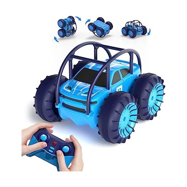 MaxTronic Chargement Direct Voiture télécommandée Tout Terrain Enfant 4WD 360° Rotation avec LED Colorée, 2.4 GHZ Voiture Rad