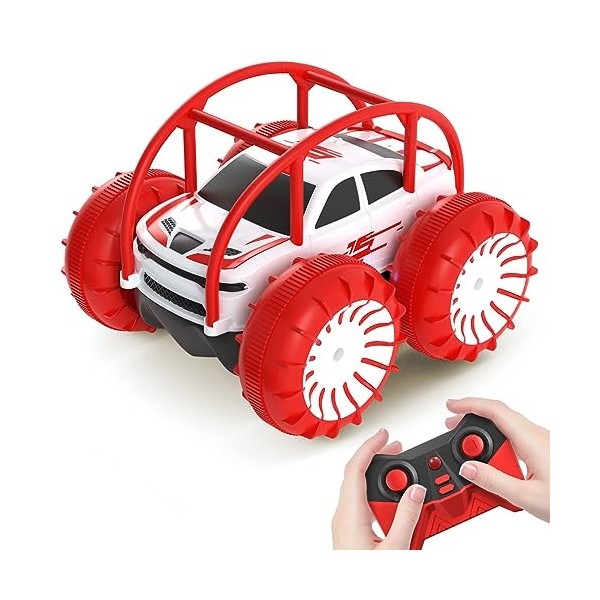 MaxTronic Chargement Direct Voiture télécommandée Tout Terrain Enfant 4WD 360° Rotation avec LED Colorée, 2.4 GHZ Voiture Rad