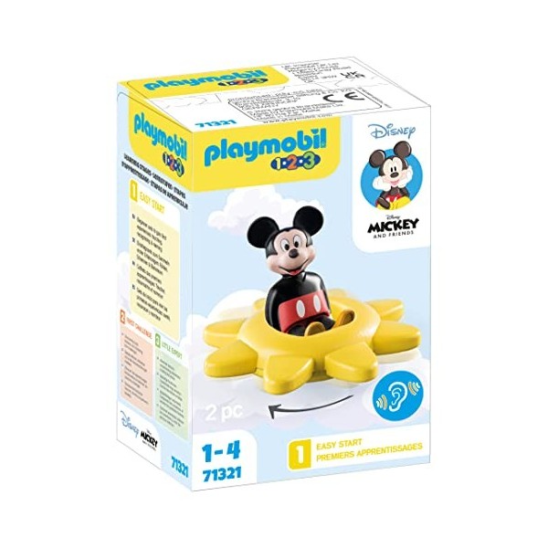 PLAYMOBIL 1.2.3 71321 Mickey et Toupie Soleil- - PLAYMOBIL 1.2.3 - Disney - pour Les Tout-Petits 18-36 Mois - Mes Premiers Pl