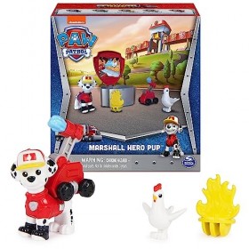 Paw Patrol, Big Truck Pups Marshall Action Figure with Clip-on Rescue Drone, Command Center Pod and Animal Friend Kids Toys A